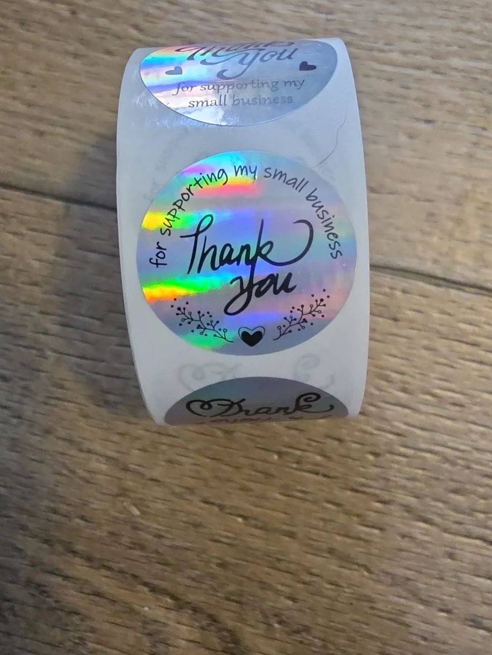 Holographic Thank You Sticker Roll - Iridescent Thank You Labels
